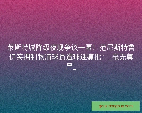 莱斯特城降级夜现争议一幕！范尼斯特鲁伊笑拥利物浦球员遭球迷痛批：_毫无尊严_